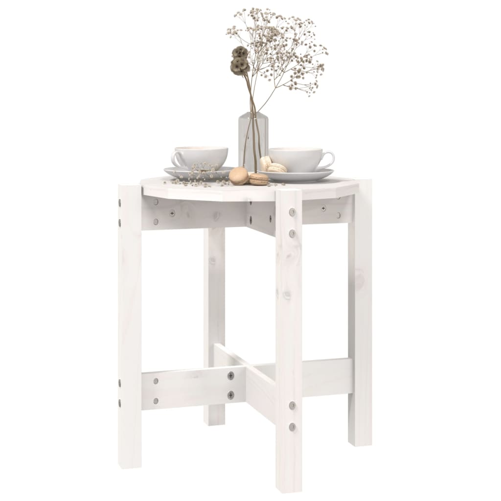 vidaXL Măsuță de cafea, alb, Ø 42,5x45 cm, lemn masiv de pin vidaXL Măsuță de cafea, alb, Ø 42,5x45 cm, lemn masiv de pin
