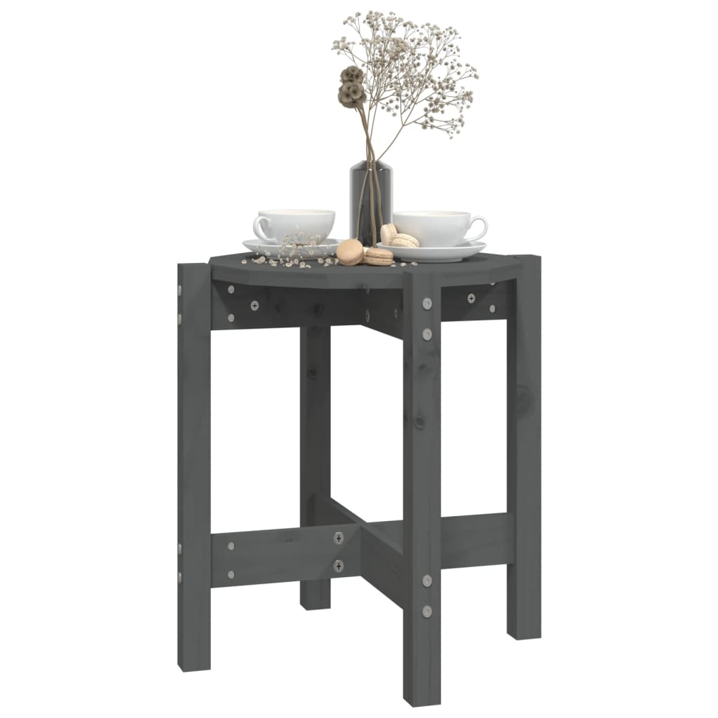 vidaXL Măsuță de cafea, gri, Ø 42,5x45 cm, lemn masiv de pin vidaXL Măsuță de cafea, gri, Ø 42,5x45 cm, lemn masiv de pin