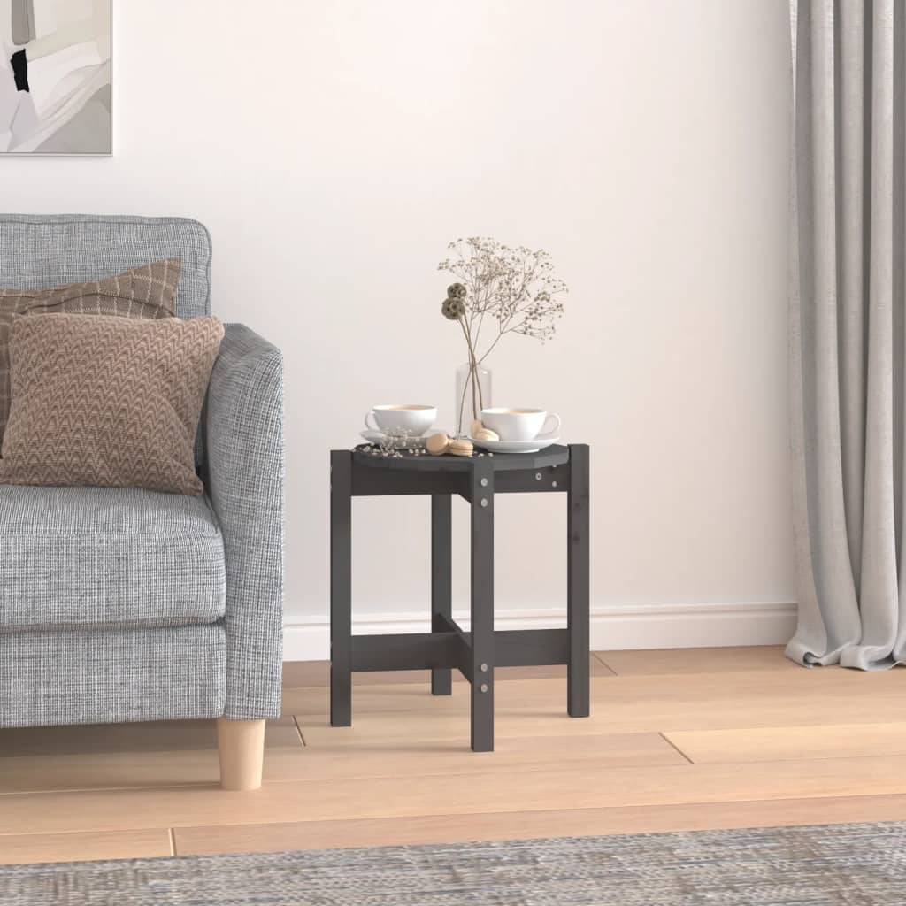 vidaXL Măsuță de cafea, gri, Ø 42,5x45 cm, lemn masiv de pin vidaXL Măsuță de cafea, gri, Ø 42,5x45 cm, lemn masiv de pin