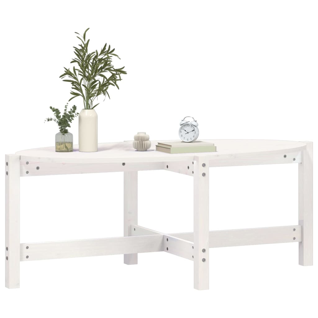 vidaXL Măsuță de cafea, alb, 118x63x45 cm, lemn masiv de pin