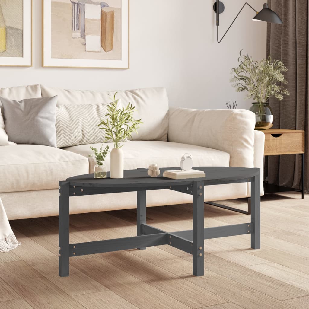 vidaXL Măsuță de cafea, gri, 118x63x45 cm, lemn masiv de pin vidaXL Măsuță de cafea, gri, 118x63x45 cm, lemn masiv de pin