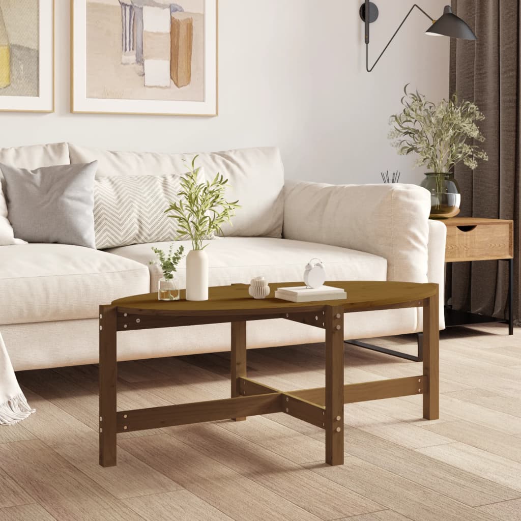 vidaXL Măsuță de cafea, maro miere, 118x63x45 cm, lemn masiv de pin vidaXL Măsuță de cafea, maro miere, 118x63x45 cm, lemn masiv de pin