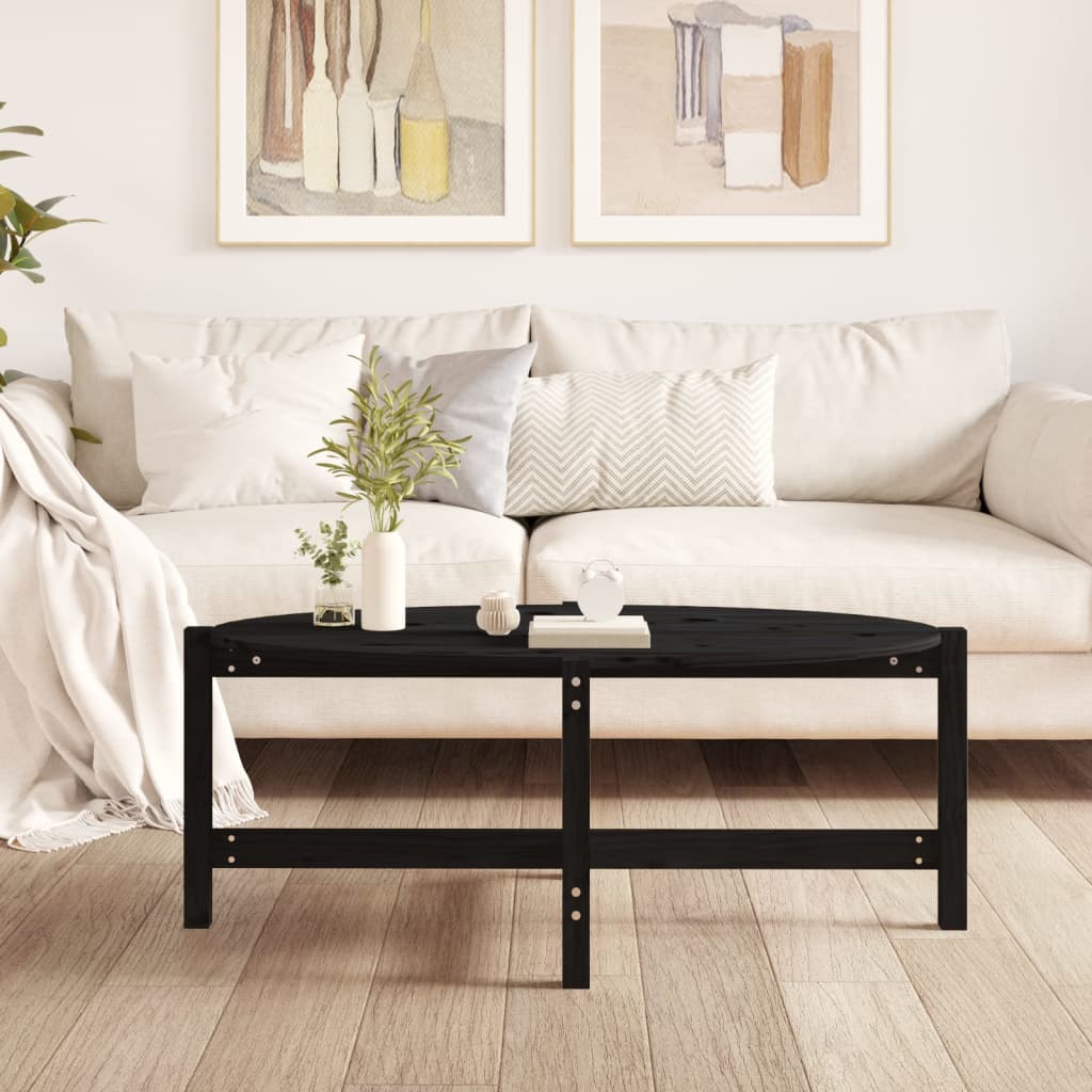 vidaXL Măsuță de cafea, negru, 118x63x45 cm, lemn masiv de pin vidaXL Măsuță de cafea, negru, 118x63x45 cm, lemn masiv de pin