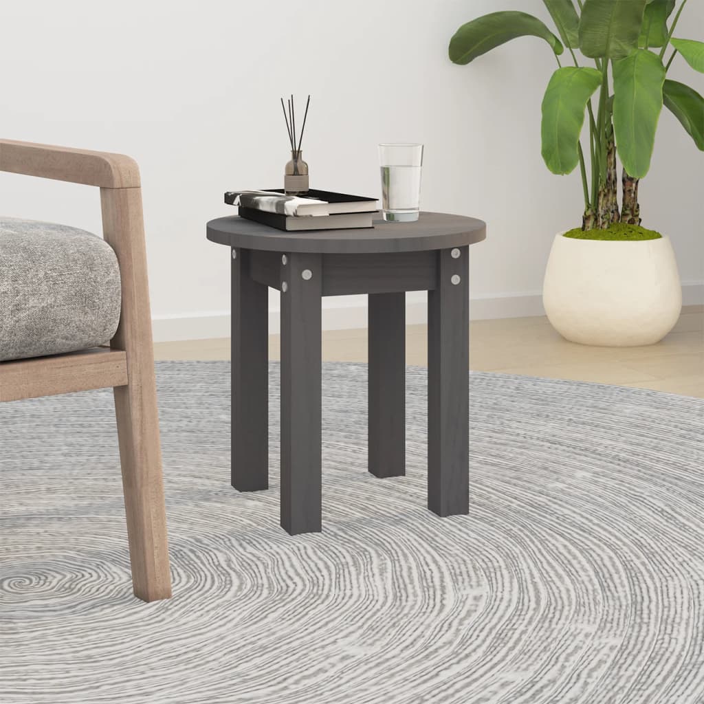 vidaXL Măsuță de cafea, gri, Ø 35x35 cm, lemn masiv de pin vidaXL Măsuță de cafea, gri, Ø 35x35 cm, lemn masiv de pin