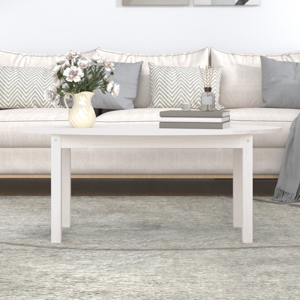 vidaXL Măsuță de cafea, alb, 110x55x45 cm, lemn masiv de pin