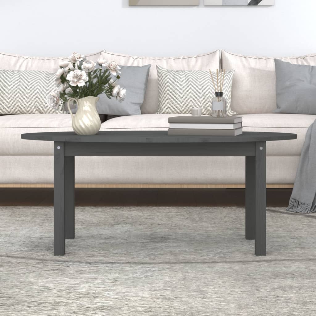 vidaXL Măsuță de cafea, gri, 110x55x45 cm, lemn masiv de pin vidaXL Măsuță de cafea, gri, 110x55x45 cm, lemn masiv de pin