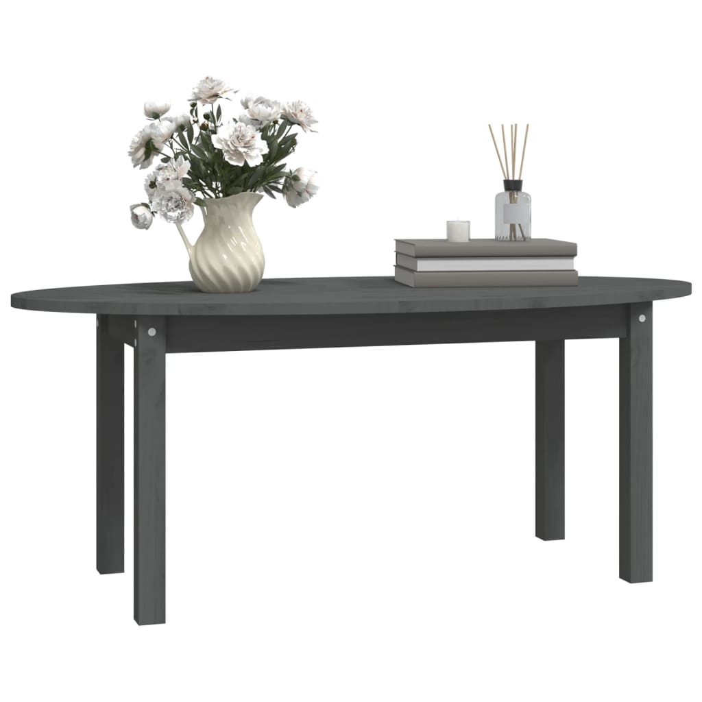 vidaXL Măsuță de cafea, gri, 110x55x45 cm, lemn masiv de pin vidaXL Măsuță de cafea, gri, 110x55x45 cm, lemn masiv de pin