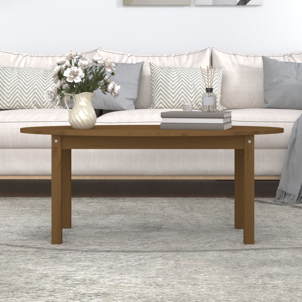 vidaXL Măsuță de cafea, maro miere, 110x55x45 cm, lemn masiv de pin vidaXL Măsuță de cafea, maro miere, 110x55x45 cm, lemn masiv de pin