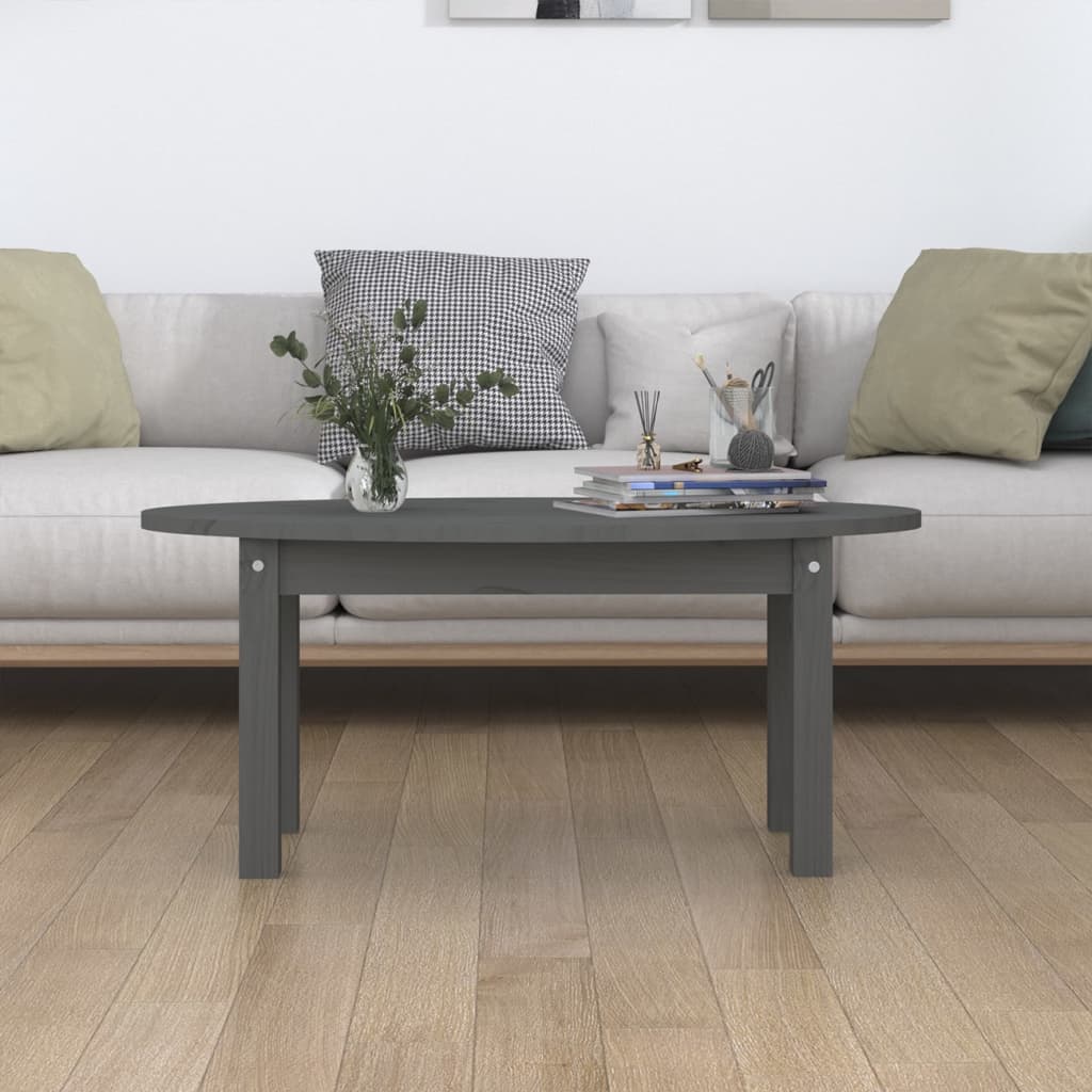 vidaXL Măsuță de cafea, gri, 80x40x35 cm, lemn masiv de pin vidaXL Măsuță de cafea, gri, 80x40x35 cm, lemn masiv de pin