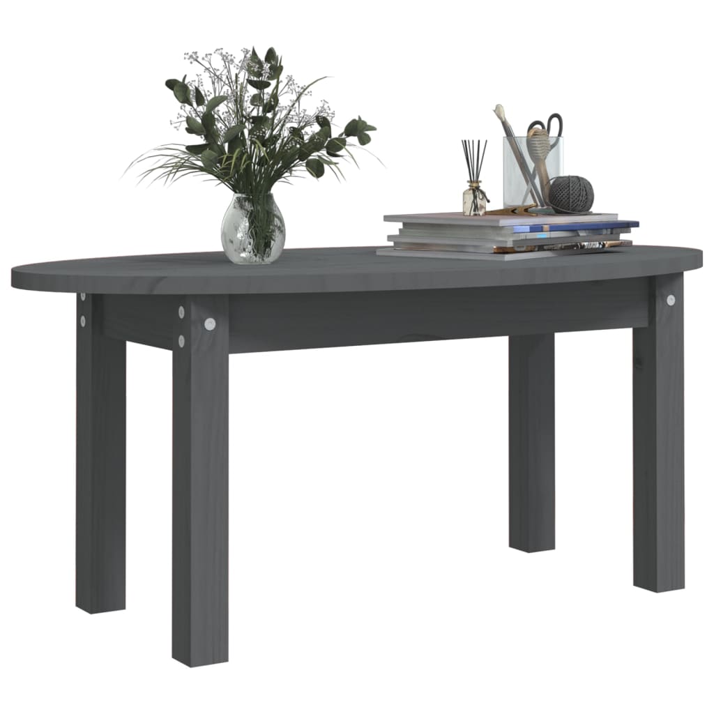 vidaXL Măsuță de cafea, gri, 80x40x35 cm, lemn masiv de pin vidaXL Măsuță de cafea, gri, 80x40x35 cm, lemn masiv de pin
