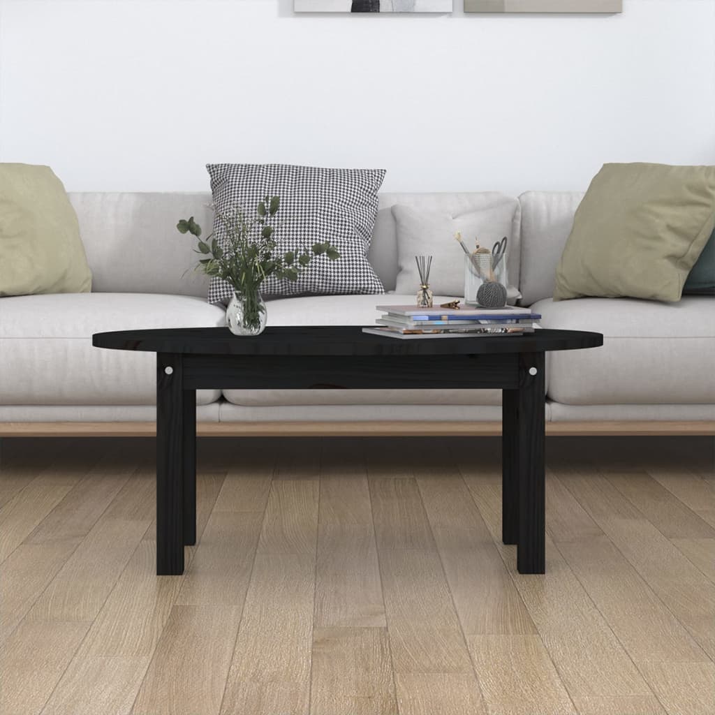 vidaXL Măsuță de cafea, negru, 80x40x35 cm, lemn masiv de pin vidaXL Măsuță de cafea, negru, 80x40x35 cm, lemn masiv de pin