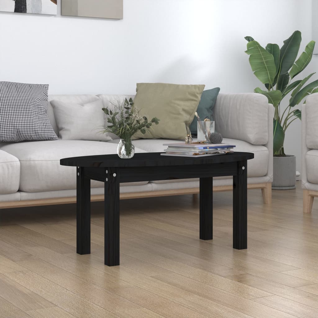 vidaXL Măsuță de cafea, negru, 80x40x35 cm, lemn masiv de pin vidaXL Măsuță de cafea, negru, 80x40x35 cm, lemn masiv de pin