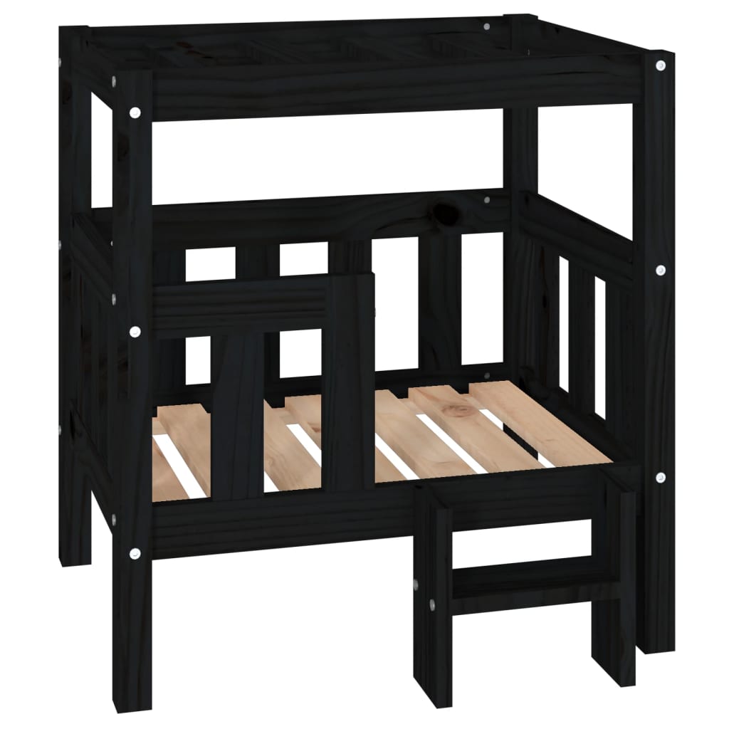 vidaXL Pat pentru câini, negru, 65,5x43x70 cm, lemn masiv de pin vidaXL Pat pentru câini, negru, 65,5x43x70 cm, lemn masiv de pin