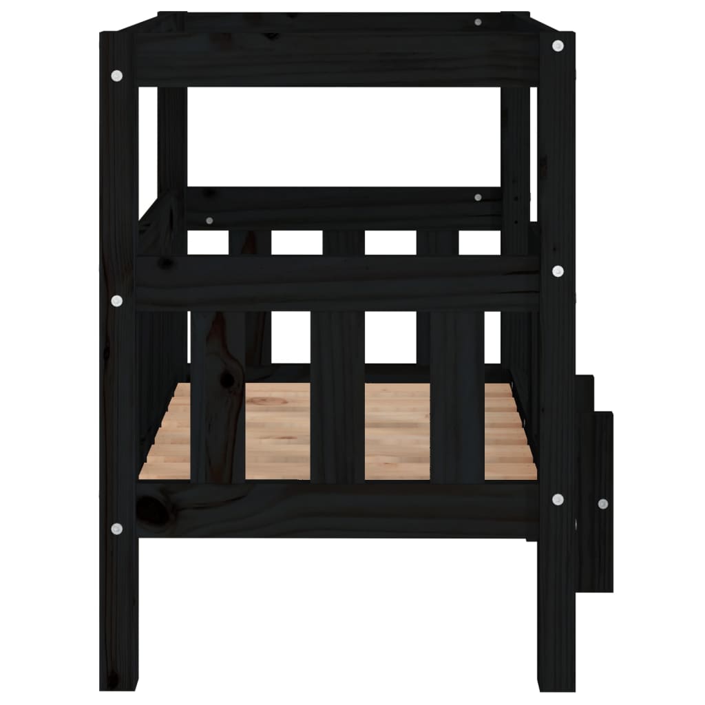 vidaXL Pat pentru câini, negru, 65,5x43x70 cm, lemn masiv de pin vidaXL Pat pentru câini, negru, 65,5x43x70 cm, lemn masiv de pin