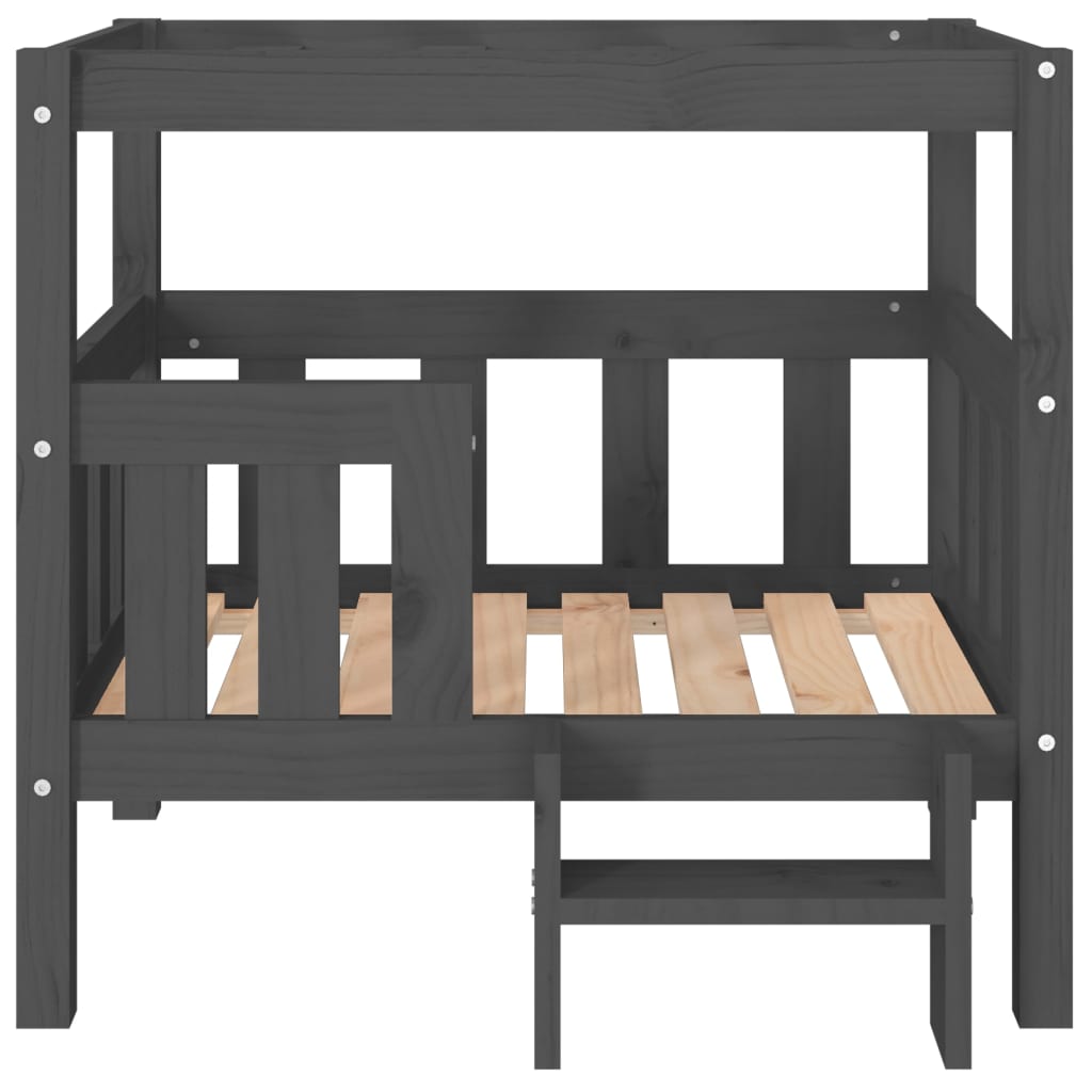 vidaXL Pat pentru câini, gri, 75,5x63,5x70 cm, lemn masiv de pin vidaXL Pat pentru câini, gri, 75,5x63,5x70 cm, lemn masiv de pin