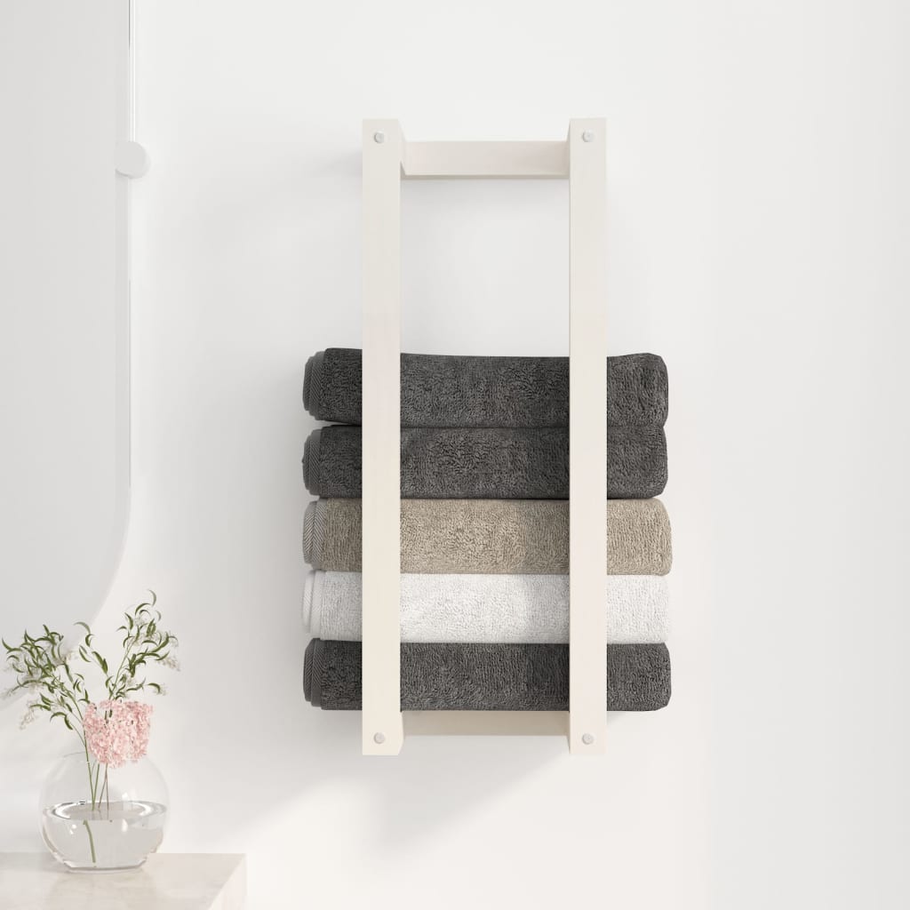 vidaXL Suport pentru prosoape, alb, 23x18x60 cm, lemn masiv de pin