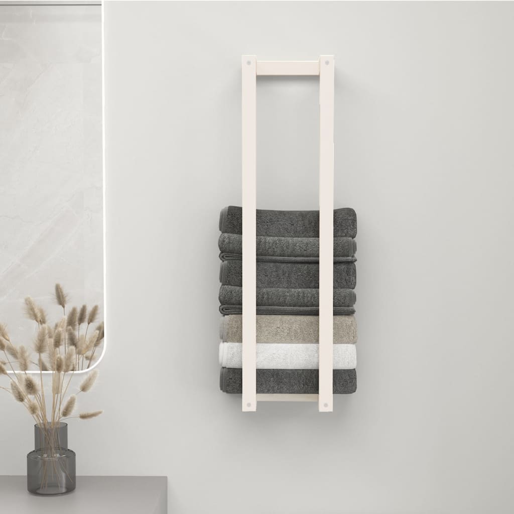 vidaXL Suport pentru prosoape, alb, 23x18x90 cm, lemn masiv de pin vidaXL Suport pentru prosoape, alb, 23x18x90 cm, lemn masiv de pin