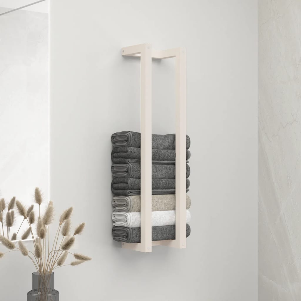 vidaXL Suport pentru prosoape, alb, 23x18x90 cm, lemn masiv de pin vidaXL Suport pentru prosoape, alb, 23x18x90 cm, lemn masiv de pin