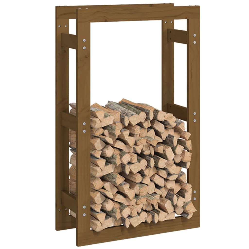 vidaXL Rastel lemne de foc, maro miere, 60x25x100 cm, lemn masiv pin vidaXL Rastel lemne de foc, maro miere, 60x25x100 cm, lemn masiv pin