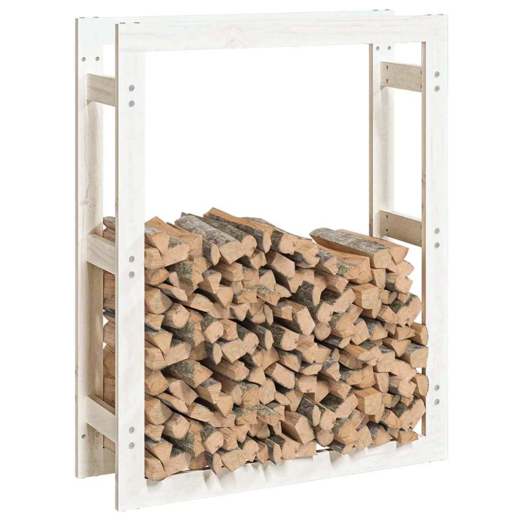 vidaXL Rastel pentru lemne de foc, alb, 80x25x100 cm, lemn masiv pin vidaXL Rastel pentru lemne de foc, alb, 80x25x100 cm, lemn masiv pin