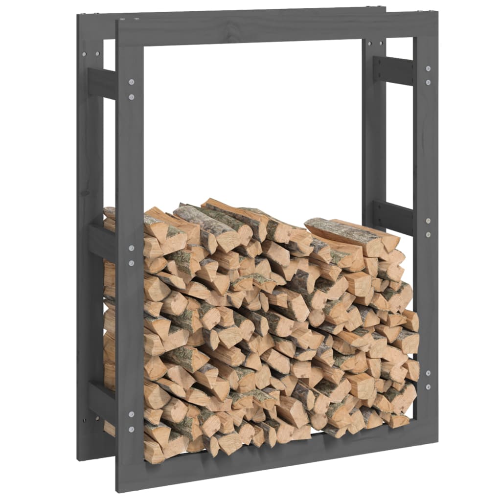 vidaXL Rastel pentru lemne de foc, gri, 80x25x100 cm, lemn masiv pin vidaXL Rastel pentru lemne de foc, gri, 80x25x100 cm, lemn masiv pin