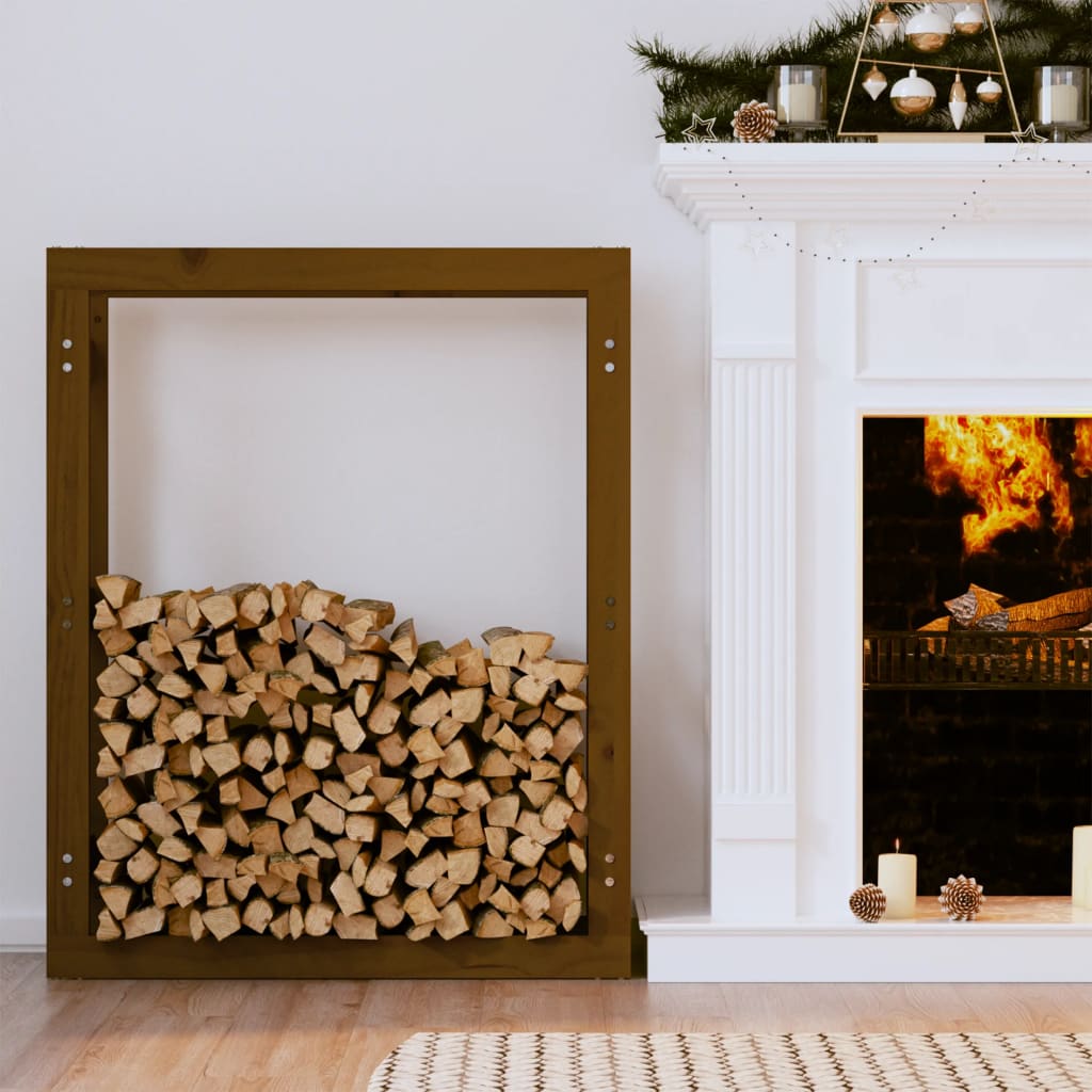 vidaXL Rastel lemne de foc, maro miere, 80x25x100 cm, lemn masiv pin vidaXL Rastel lemne de foc, maro miere, 80x25x100 cm, lemn masiv pin