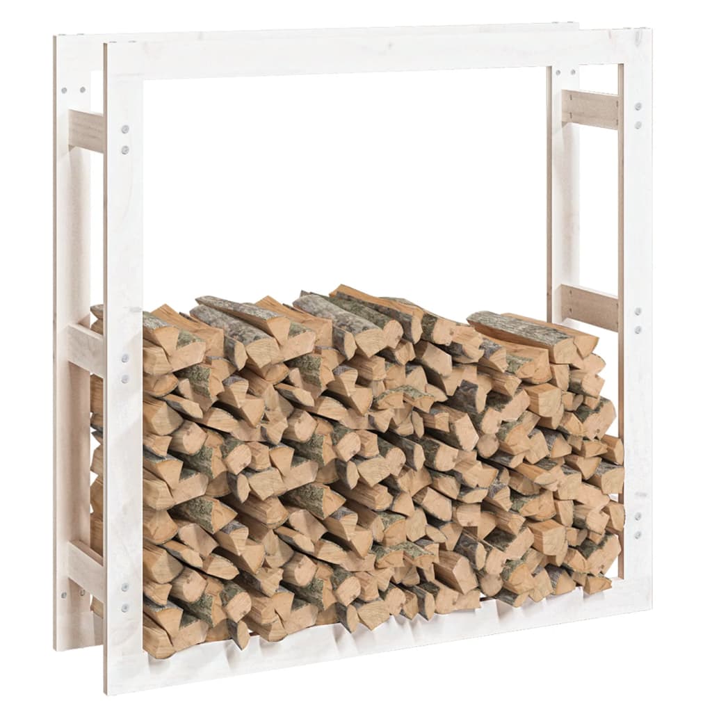 vidaXL Rastel pentru lemne de foc, alb, 100x25x100 cm, lemn masiv pin vidaXL Rastel pentru lemne de foc, alb, 100x25x100 cm, lemn masiv pin