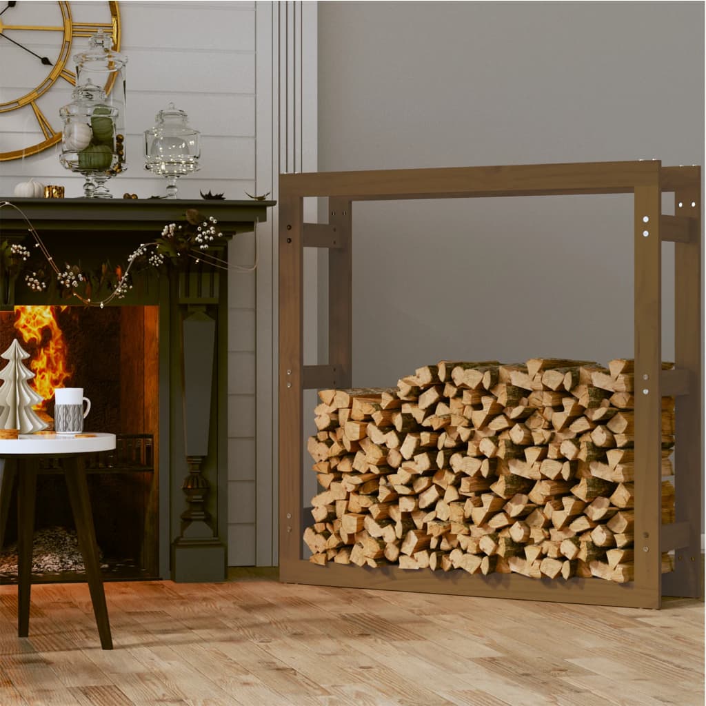 vidaXL Rastel lemne de foc, maro miere, 100x25x100 cm, lemn masiv pin vidaXL Rastel lemne de foc, maro miere, 100x25x100 cm, lemn masiv pin