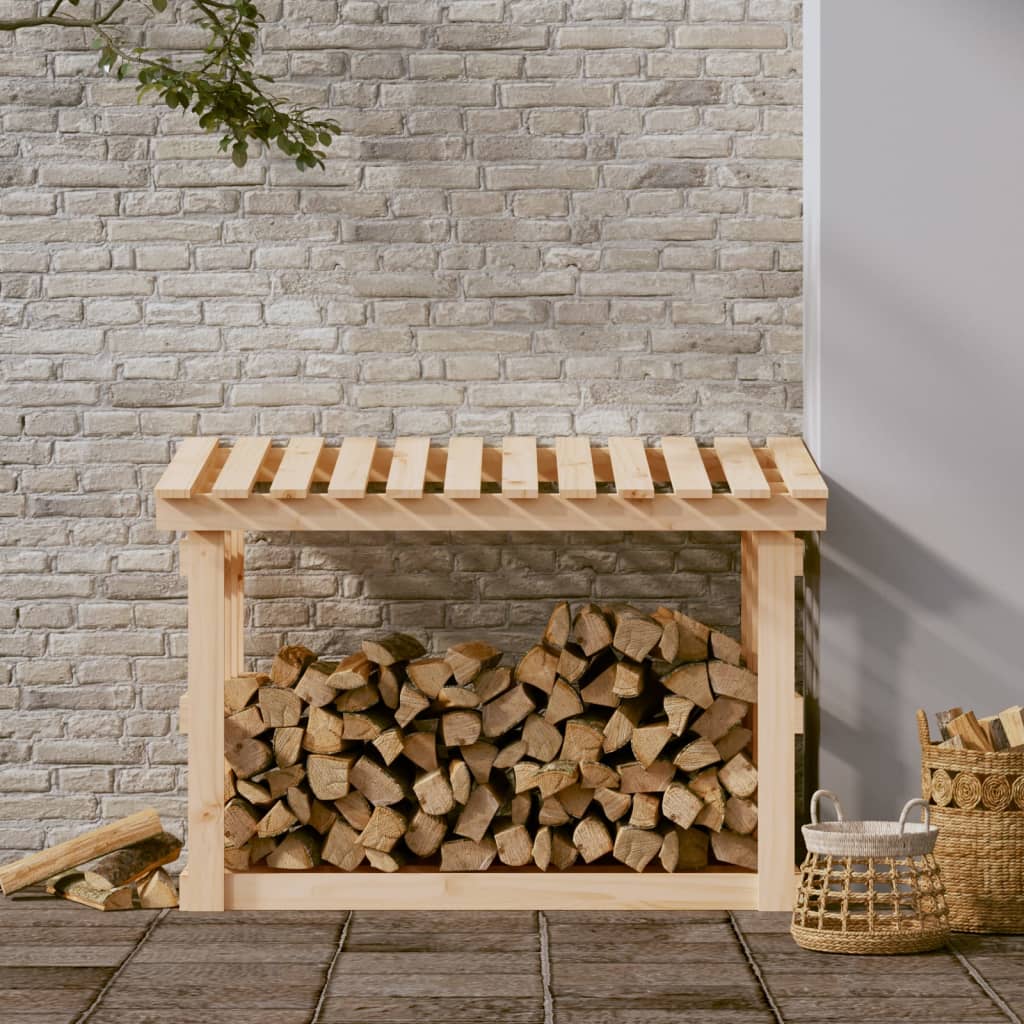 vidaXL Rastel pentru lemne de foc, 108x64,5x77 cm, lemn masiv pin vidaXL Rastel pentru lemne de foc, 108x64,5x77 cm, lemn masiv pin