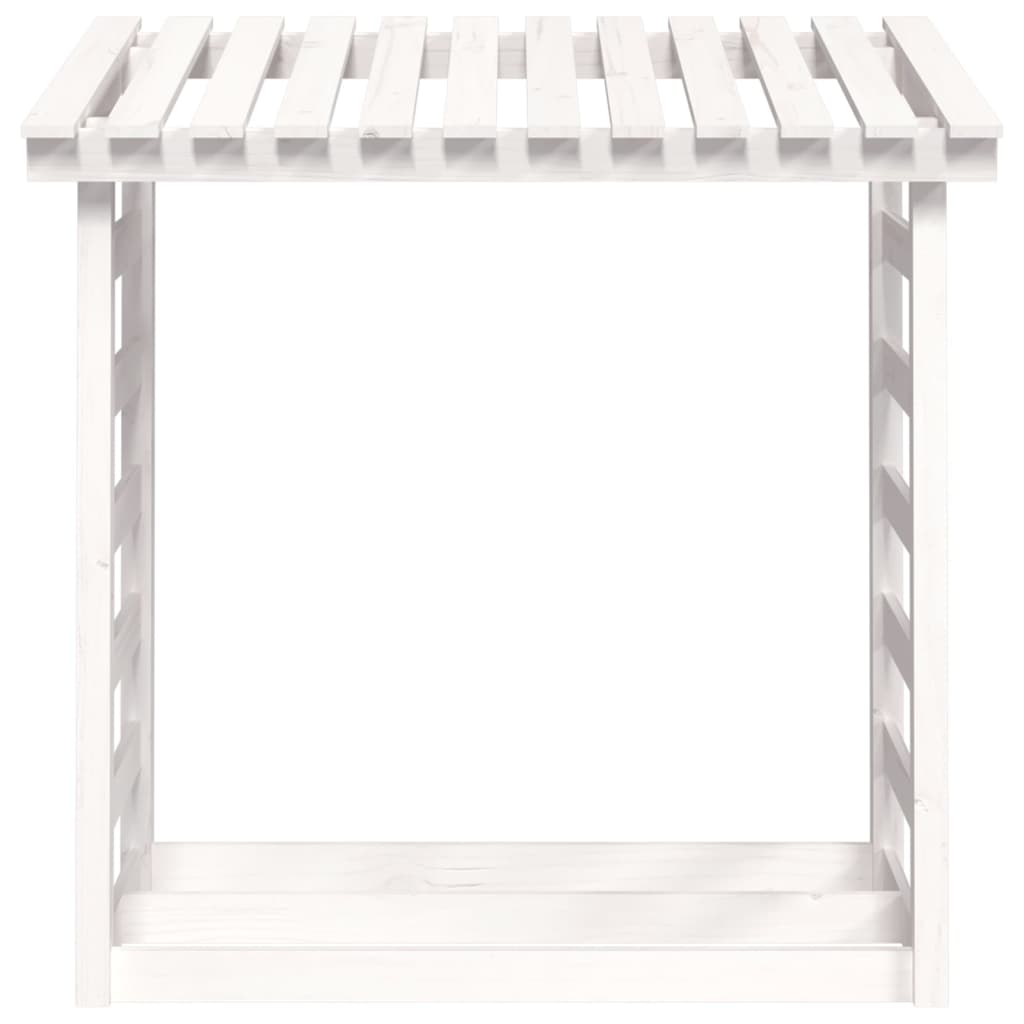 vidaXL Rastel pentru lemne de foc, alb, 108x64,5x110cm, lemn masiv pin vidaXL Rastel pentru lemne de foc, alb, 108x64,5x110cm, lemn masiv pin