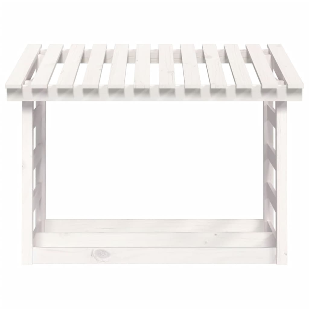 vidaXL Rastel pentru lemne de foc, alb, 108x64,5x78 cm, lemn masiv pin vidaXL Rastel pentru lemne de foc, alb, 108x64,5x78 cm, lemn masiv pin