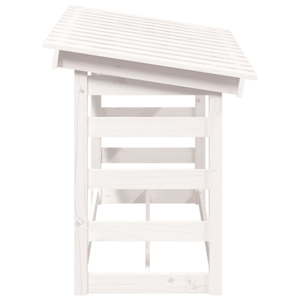 vidaXL Rastel pentru lemne de foc, alb, 108x64,5x78 cm, lemn masiv pin vidaXL Rastel pentru lemne de foc, alb, 108x64,5x78 cm, lemn masiv pin