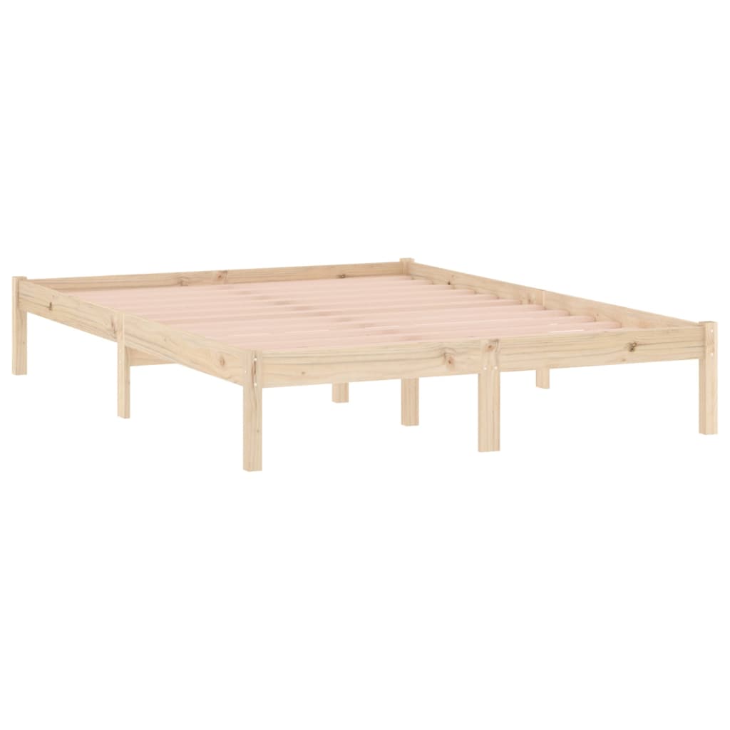 vidaXL Cadru de pat fără saltea, 137x190 cm, lemn masiv pin complet vidaXL Cadru de pat fără saltea, 137x190 cm, lemn masiv pin complet