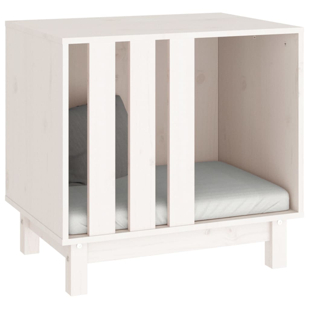 vidaXL Casă pentru câini, alb, 60x45x57 cm, lemn masiv de pin