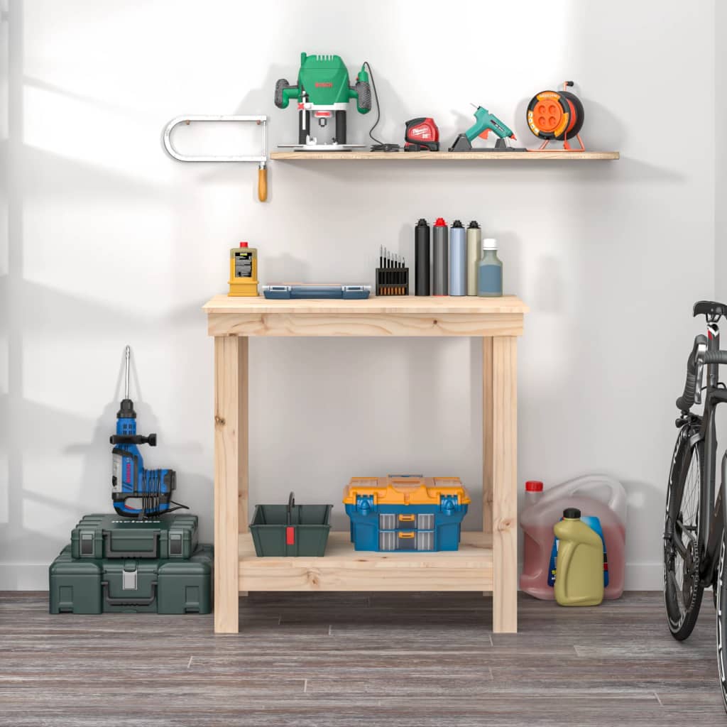 vidaXL Banc de lucru, 80x50x80 cm, lemn masiv pin vidaXL Banc de lucru, 80x50x80 cm, lemn masiv pin