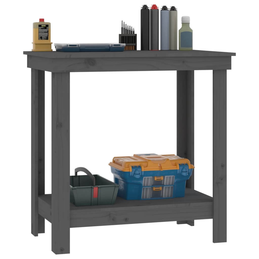 vidaXL Banc de lucru, gri, 80x50x80 cm, lemn masiv pin vidaXL Banc de lucru, gri, 80x50x80 cm, lemn masiv pin