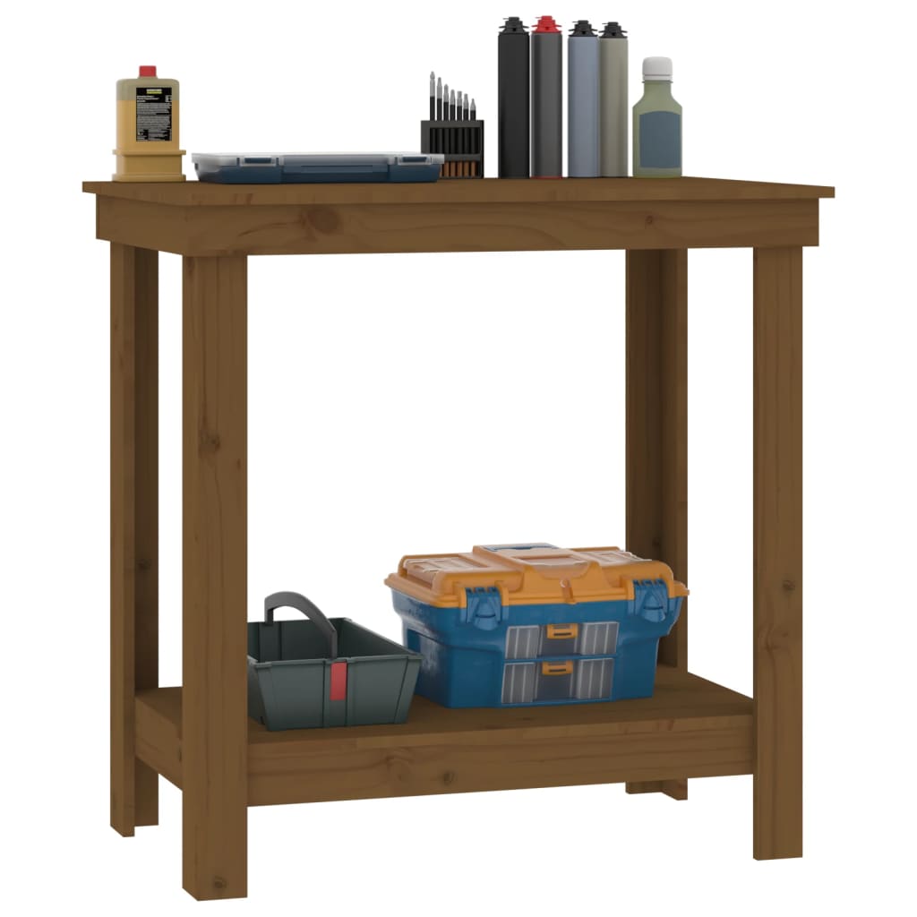 vidaXL Banc de lucru, maro miere, 80x50x80 cm, lemn masiv pin vidaXL Banc de lucru, maro miere, 80x50x80 cm, lemn masiv pin