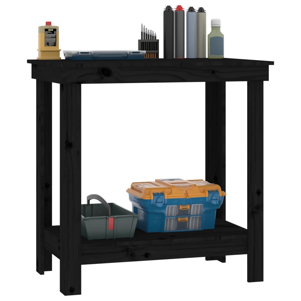 vidaXL Banc de lucru, negru, 80x50x80 cm, lemn masiv pin vidaXL Banc de lucru, negru, 80x50x80 cm, lemn masiv pin