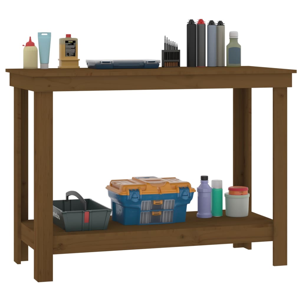 vidaXL Banc de lucru, maro miere, 110x50x80 cm, lemn masiv pin vidaXL Banc de lucru, maro miere, 110x50x80 cm, lemn masiv pin
