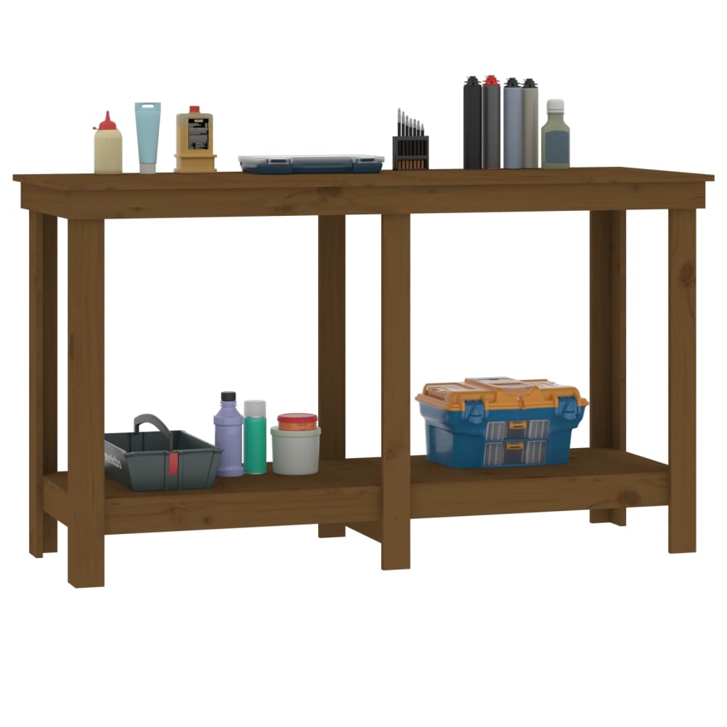 vidaXL Banc de lucru, maro miere, 140x50x80 cm, lemn masiv pin vidaXL Banc de lucru, maro miere, 140x50x80 cm, lemn masiv pin