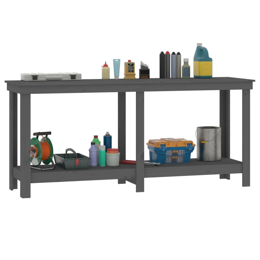 vidaXL Banc de lucru, gri, 180x50x80 cm, lemn masiv pin vidaXL Banc de lucru, gri, 180x50x80 cm, lemn masiv pin