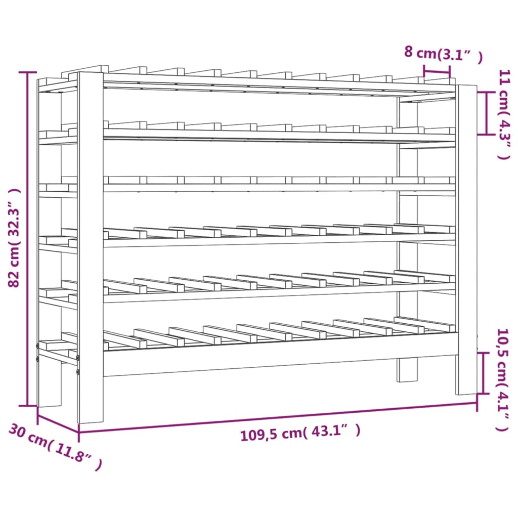 vidaXL Suport de vinuri, 109,5x30x82 cm, lemn masiv de pin vidaXL Suport de vinuri, 109,5x30x82 cm, lemn masiv de pin
