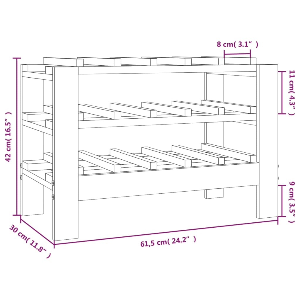 vidaXL Suport de vinuri, 61,5x30x42 cm, lemn masiv de pin vidaXL Suport de vinuri, 61,5x30x42 cm, lemn masiv de pin