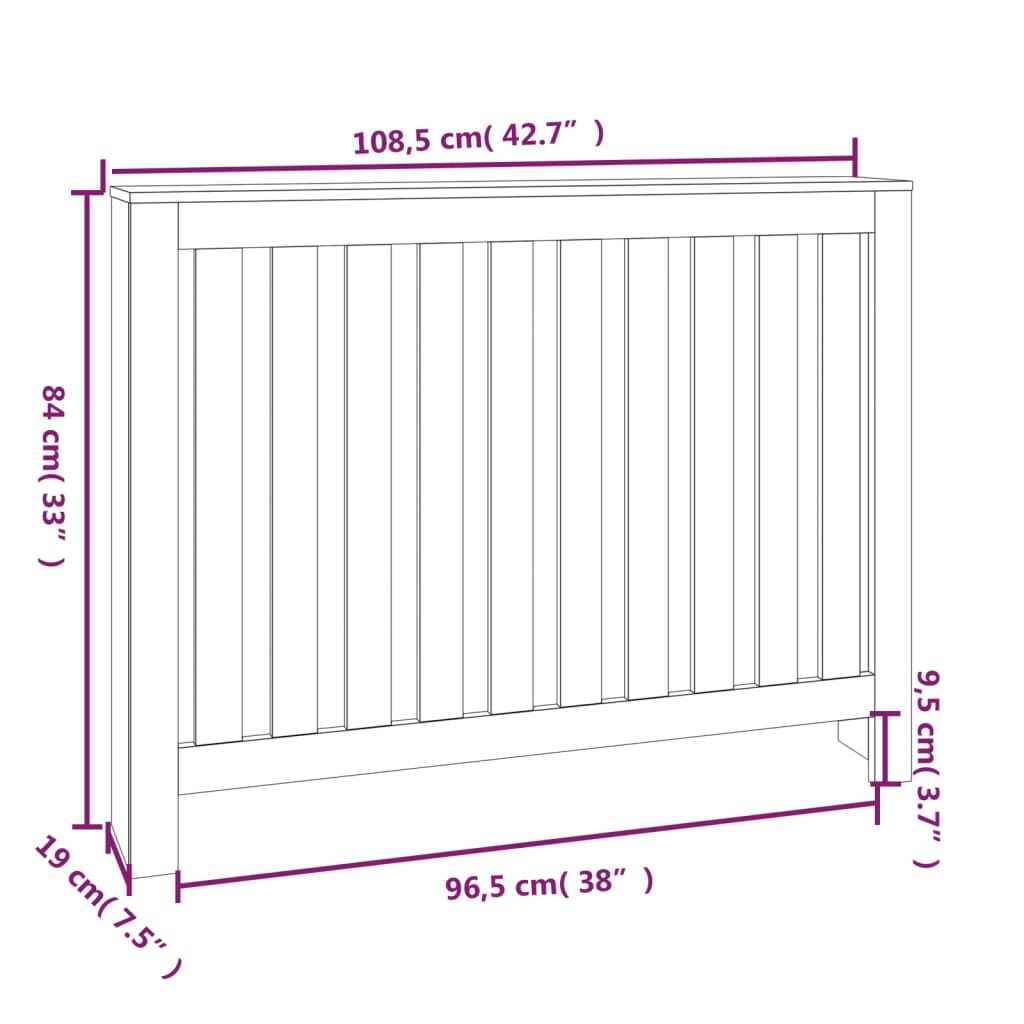 vidaXL Mască pentru calorifer, alb, 108,5x19x84 cm, lemn masiv de pin vidaXL Mască pentru calorifer, alb, 108,5x19x84 cm, lemn masiv de pin