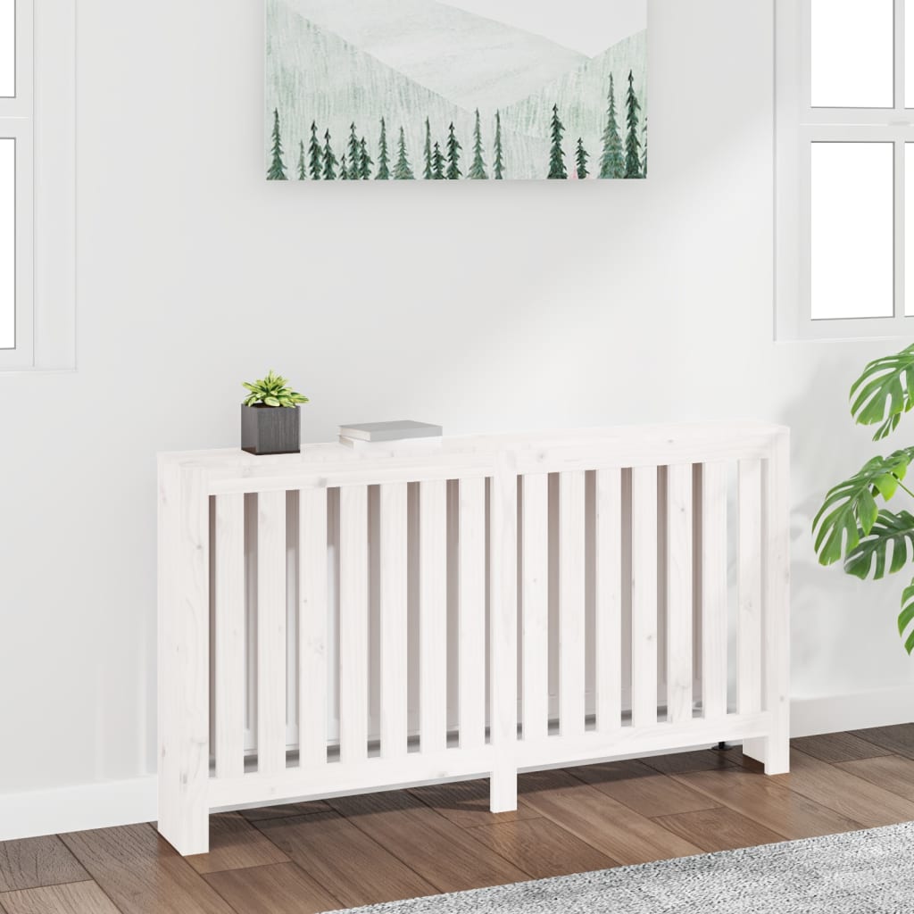 vidaXL Mască pentru calorifer, alb, 153x19x84 cm, lemn masiv de pin vidaXL Mască pentru calorifer, alb, 153x19x84 cm, lemn masiv de pin