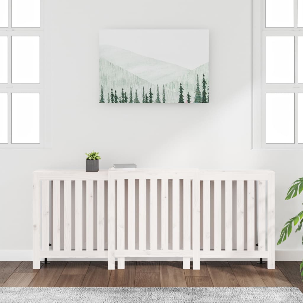 vidaXL Mască pentru calorifer, alb, 210x21x85 cm, lemn masiv de pin vidaXL Mască pentru calorifer, alb, 210x21x85 cm, lemn masiv de pin