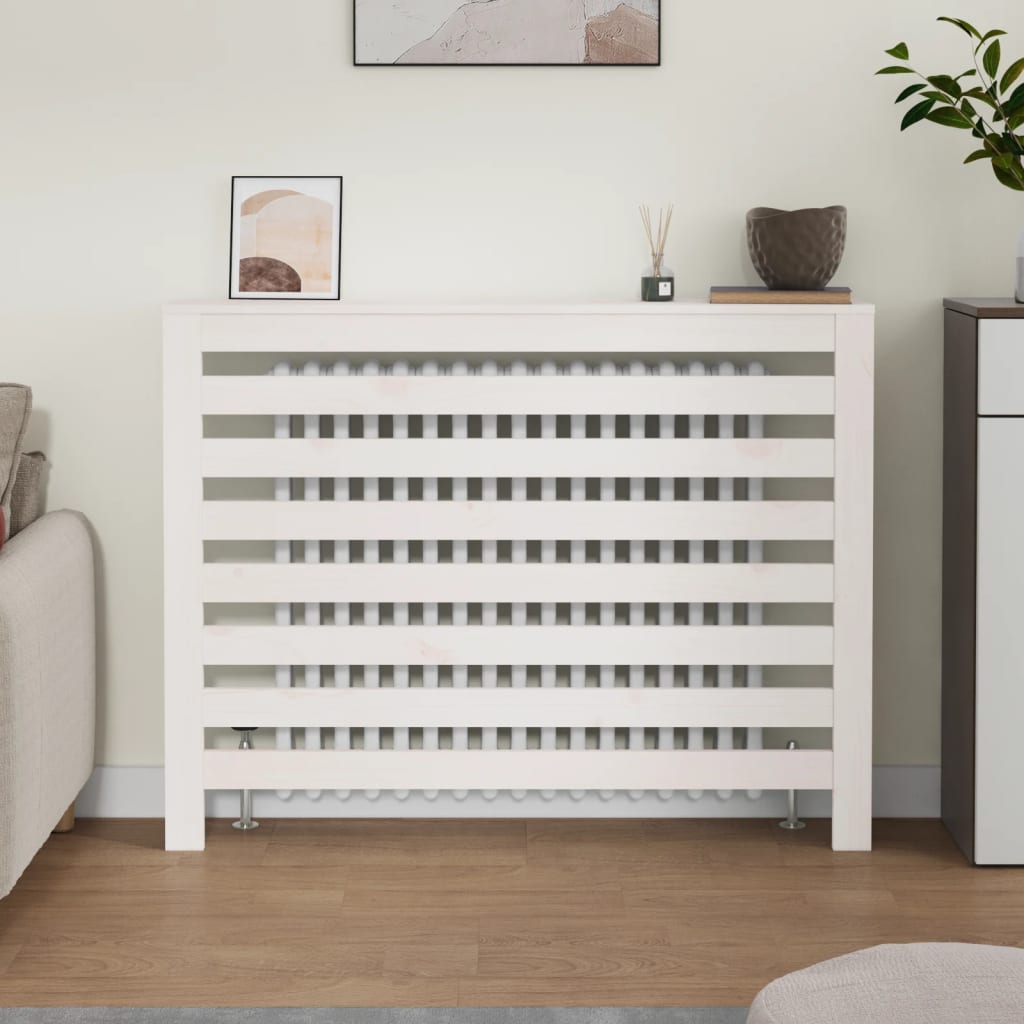 vidaXL Mască pentru calorifer, alb, 108,5x19x84 cm, lemn masiv de pin vidaXL Mască pentru calorifer, alb, 108,5x19x84 cm, lemn masiv de pin