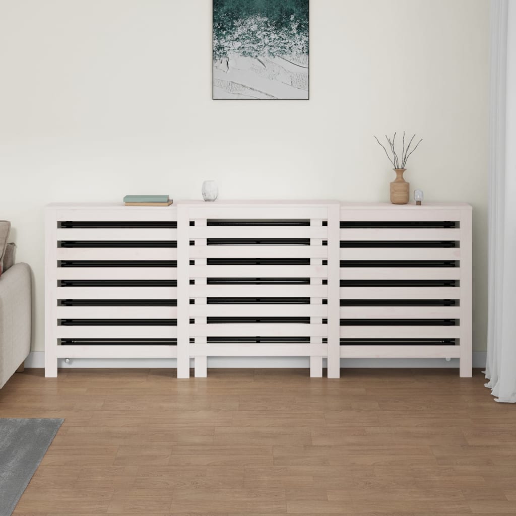 vidaXL Mască pentru calorifer, alb, 210x21x85 cm, lemn masiv de pin vidaXL Mască pentru calorifer, alb, 210x21x85 cm, lemn masiv de pin