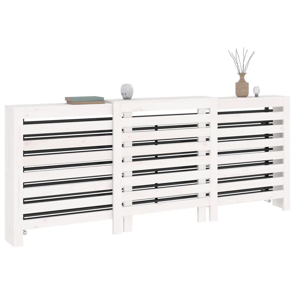 vidaXL Mască pentru calorifer, alb, 210x21x85 cm, lemn masiv de pin vidaXL Mască pentru calorifer, alb, 210x21x85 cm, lemn masiv de pin