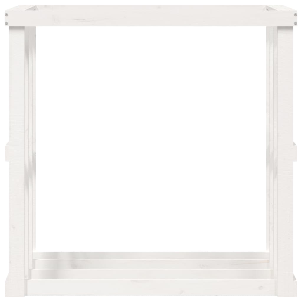 vidaXL Suport bușteni de exterior, alb, 108x52x106 cm, lemn masiv pin vidaXL Suport bușteni de exterior, alb, 108x52x106 cm, lemn masiv pin